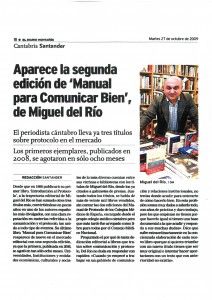 REPORTAJE MIGUEL DEL RÍO EN EL DIARIO MONTAÑÉS. 27.10.2009